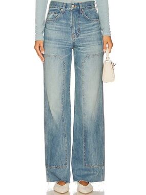 Veronica Beard Taylor High Rise Wide Leg in Blue Glare